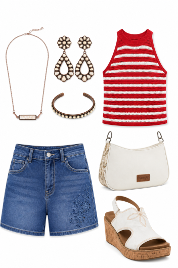 red white and blue western outfit